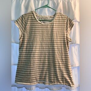 Womens xl t shirt light brown stripes on a off white t shirt
